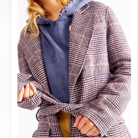 NEW Free People Menswear Hailey Wool Checkered Plaid Duster Coat M - Picture 5 of 16